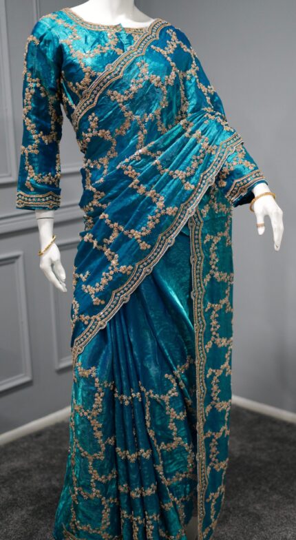 Trendy Party Sarees - Teal Blue